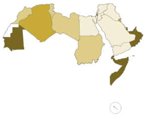 Arab League members colored by joining date