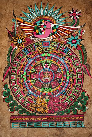 Aztec calendar on Amate