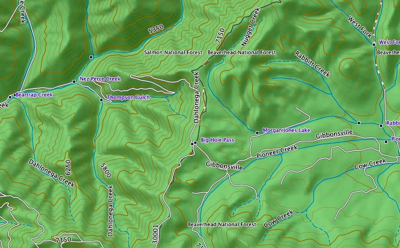 Big Hole Pass Topo Map