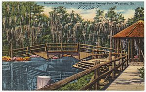 Boardwalk and bridge at Okefenokee Swamp Park, Waycross, Ga. (8343892368)