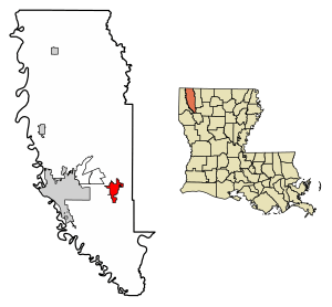 Location of Haughton in Bossier Parish, Louisiana.