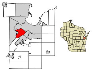 Location of Ashwaubenon in Brown County, Wisconsin.