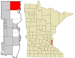 Location of the city of Scandia within Washington County, Minnesota