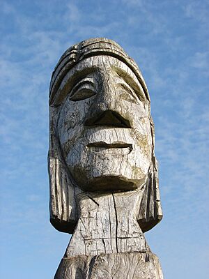 Closeup totem at Cerro Maule near Puerto Saavedra Chile 16 Feb 2009