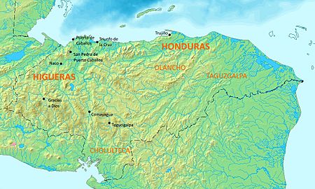 Colonial Honduras, 16th century regions and settlements