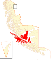 Map of the Punta Arenas commune in Magallanes Region