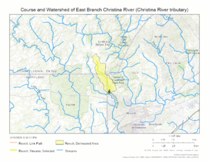 Course and Watershed of East Branch Christina River (Christina River tributary)