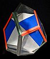 Crystal model of tetartoid around dyakis dodecahedron (mirrored)