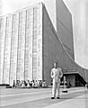 Dag Hammarskjold outside the UN building