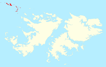 Location of the Jason Islands within the Falkland Islands