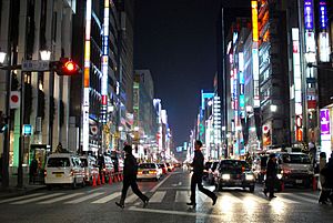 JP-13 Ginza street after dark