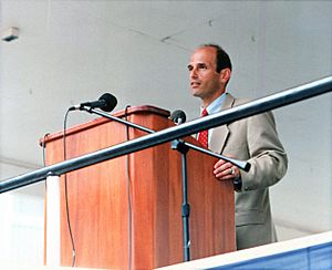 John Baldacci speaking at podium, August 12, 1995
