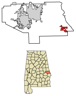 Location of Smiths Station in Lee County, Alabama.