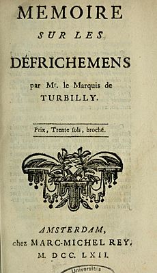 Mémoire sur les défrichements, title page 1762