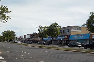 Main Street, one of the shopping centers of Kew Gardens Hills, May 2020