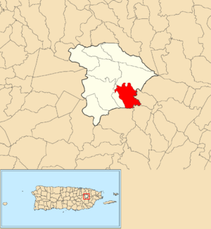 Location of Mamey within the municipality of Gurabo shown in red