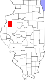 Map of Illinois highlighting Warren County