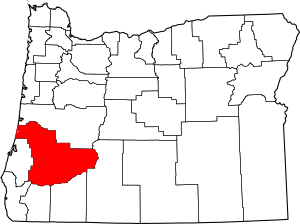 Map of Oregon highlighting Douglas County