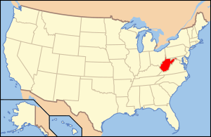 Map of USA WV
