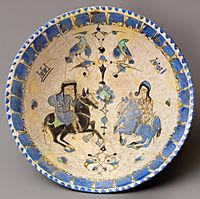Horsemen, Mina'i ware, early 13th century, Iran.
