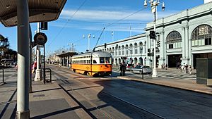 Muni 1059 at the Ferry Building, February 2018