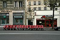 Paris France Scooters outside Pizza Hut