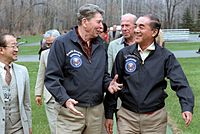 President Ronald Reagan Walking with Prime Minister Yasuhiro Nakasone of Japan at Camp David