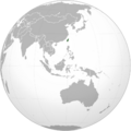 Taiwan (orthographic projection; southeast Asia centered)
