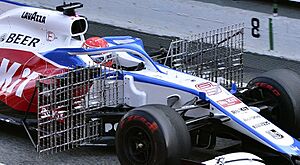 2020 Formula One tests Barcelona, Williams FW43, Russell, pitot tubes (cropped)