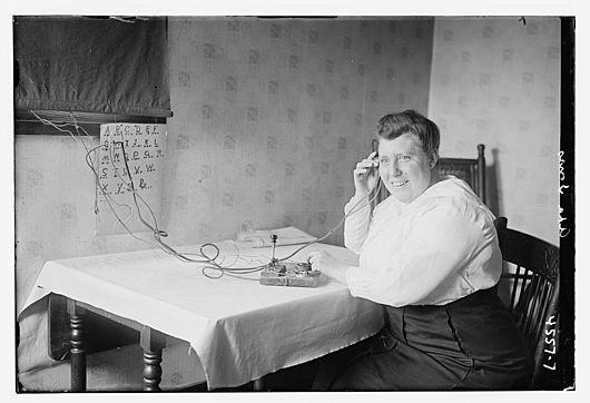 Ada Jones sending morse code in 1918