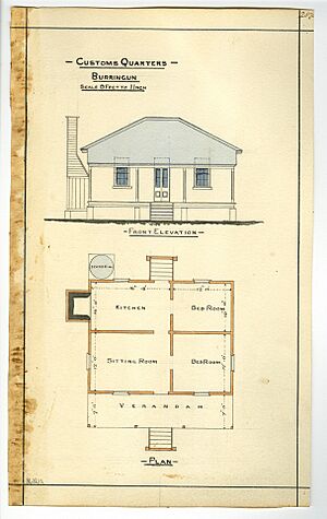 Architectural drawings of the Burringun (now Barringun) Customs Quarters, 1885