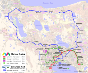 Baku Metro and Suburban Railway Map