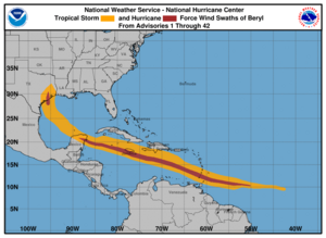 Beryl 2024 wind history