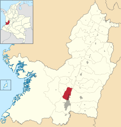 Location of the municipality and town of Yumbo in the Valle del Cauca Department of Colombia