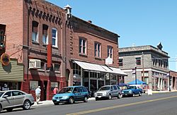 Photo of three historic commercial buildings.