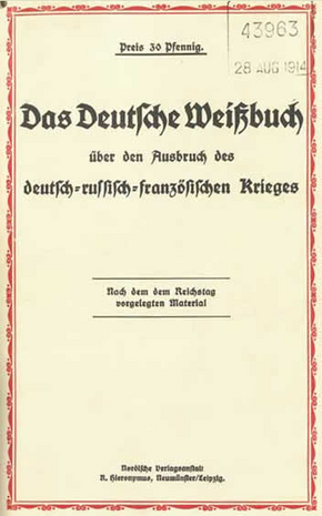 Das Deutsche Weißbuch 1914 Aug 03