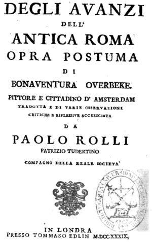 Degli avanzi dell'Antica Roma Bonaventura van Overbeek translated into Italian by Paolo Rolli