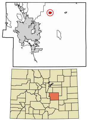 Location of the Peyton CDP in El Paso County, Colorado.