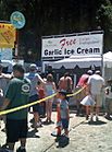 Visitors enjoy free samples of garlic ice cream (2007)