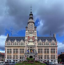 Schaerbeek's Municipal Hall seen from the Place Colignon/Colignonplein