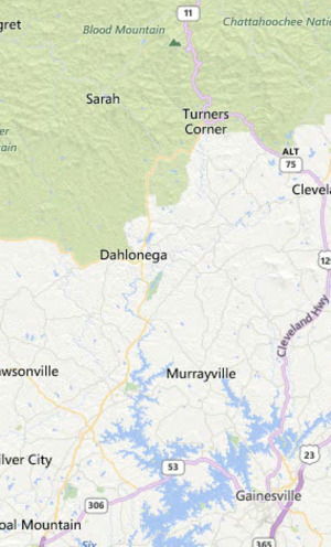 HUC 0313000105 to 07 topographic map - Chestatee River areaf