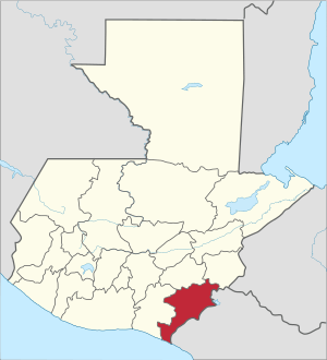 Location of the Jutiapa Department in Guatemala