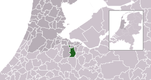 Highlighted position of Hilversum in a municipal map of North Holland