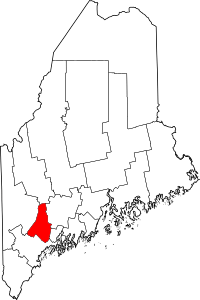 Map of Maine highlighting Androscoggin County