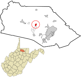 Location of Farmington in Marion County, West Virginia.