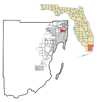 Miami-Dade County Florida Incorporated and Unincorporated areas Miami Shores Highlighted.svg