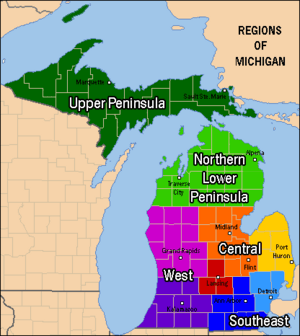 Northern Michigan is highlighted in light green.