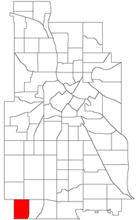 Location of Armatage within the U.S. city of Minneapolis