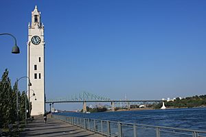 Montreal Clock Tower and Jacques Cartier Bridge01.JPG