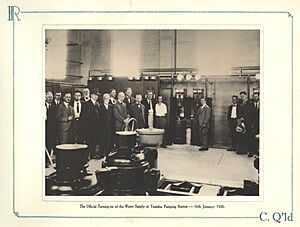 Officials at the Turning-On ceremony at Yaamba pumping station, 16 January 1926